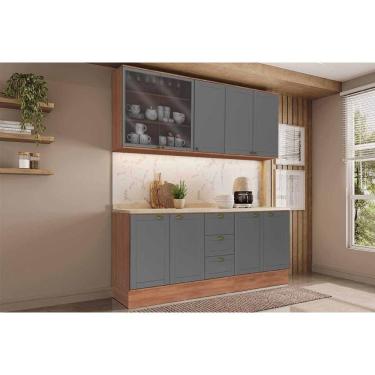 Imagem de Kit De Cozinha Completa 4 Peças Bella (2aéreos+2balcões) C4p169 Nogal-cinza - Carraro