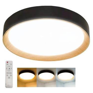 Imagem de Luminaria Plafon 3 Tons LED Controle Remoto Residencial Comercial Ilumiaçao Ambiente Decorativo Moderno