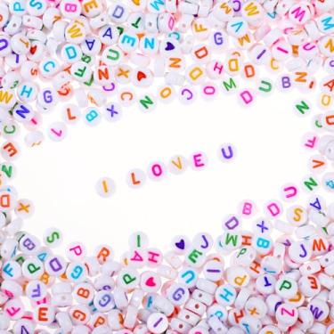 Imagem de 260 peças de contas redondas de letras, cores brancas, alfabeto colorido, contas de acrílico A-Z, kit sortido para joias, pulseiras, colares, conjunto de artesanato DIY