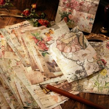 Imagem de 100 folhas de papel vintage para scrapbook, jornais, material de diário, decoração de sala de papel estético, para escrever, desenhar, diário de viagem, álbum de cartões, enfeites, estilo 2
