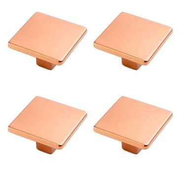 Imagem de Kit 4 puxador ponto quadrado 20x20mm cobre para gavetas de Móveis - Cr