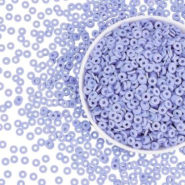 Imagem de 10 fios redondos planos feitos à mão contas de argila de polímero disco contas heishi para brinco havaiano pulseira colar fabricação de joias, azul centáurea, 6 x 1 mm, orifício: 2 mm, 10 fios