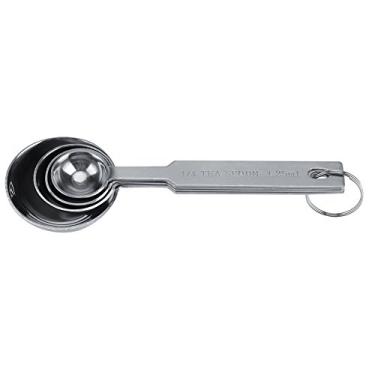 Imagem de Colheres medidoras de aço inoxidável com cabo longo para cozinhar, assar, líquidos e ingredientes secos