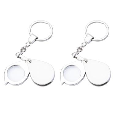 Imagem de Conjunto de lupa dupla 8X e 10X, pacote com 2 chaveiros, lupa com capa de poliuretano para várias necessidades de ampliação