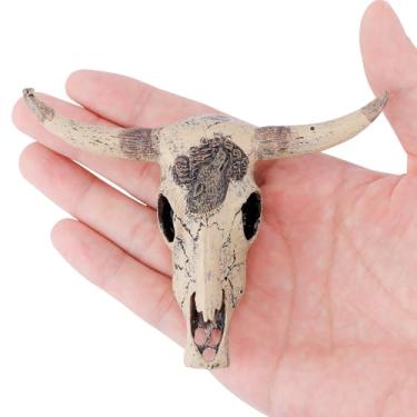 Imagem de Decoração de caveira de aquário de peixes, tartarugas de peixe de resina, esconderijos de répteis, decorações de caveiras para casa de peixes, camarões, caracóis, paisagem de caverna