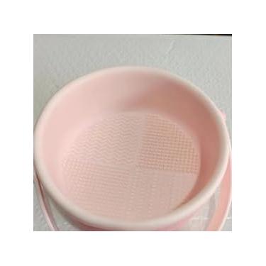 Imagem de Generic Tapete de limpeza de escova de maquiagem de silicone 3 em 1 com suporte, rosa, 12,7 x 12,76 x 7,6 cm, tapete de limpeza, limpador de pincel de maquiagem, esponja, pó de pó, acessório