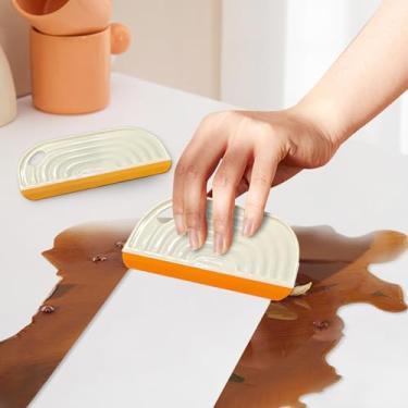 Imagem de 2 peças de rodo de silicone portátil, raspador de limpeza tamanho mini com design de suspensão para uso doméstico, limpador de água simples para limpar espelho banheiro cozinha bancada (amarelo)