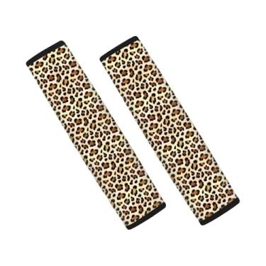 Imagem de Horeset Capa para cinto de segurança de carro com estampa de leopardo, pacote com 2, capa de cinto de segurança universal Haweiian para bolsa de mão e câmera, mochila amarela