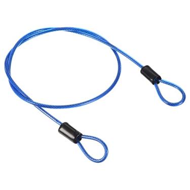 Imagem de Cabo de aço de segurança 2,5 mm x 0,5 m/1,64 pés revestido corda de arame com laço duplo azul