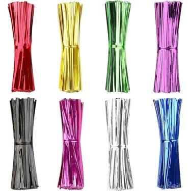 Imagem de 480 peças de laços torcidos 8 cores plástico 12 cm laços metálicos para celofane petisco pão doces festa sacos de embrulho