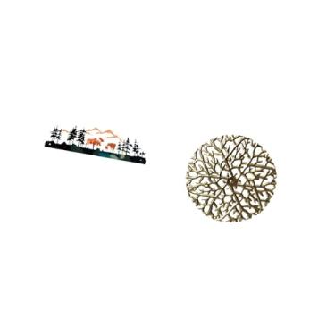 Imagem de Fenteer Escultura de Parede de Metal de Veado, Arte Suspensa para Jardim, Cerca, área Externa, Escritório, Sala de Estar, Rústico, Cênico, Ferro Forj