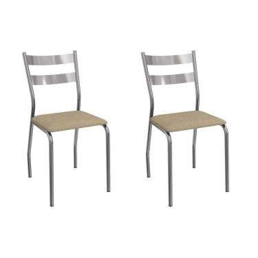 Imagem de Cadeira Sala De Jantar Bali 2c141cr Aço Kit 2 Un Cromado-ano Capuccino - Kappesberg
