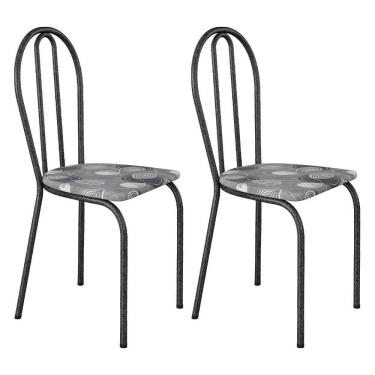 Imagem de Kit 2 Cadeiras De Cozinha Texas Estampado Pará Pés De Ferro Cromo Preto - Pallazio