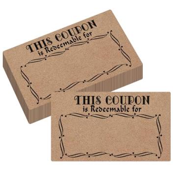 Imagem de 50 cartões de presente Kraft, vales de presente DIY de 8,9 x 5 cm Resgate para família, amigos, negócios