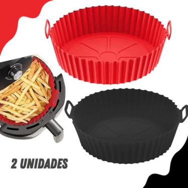 Imagem de Kit 2 Forma de Silicone para Air Fryer Cesto Fritadeira Elétrica Micro