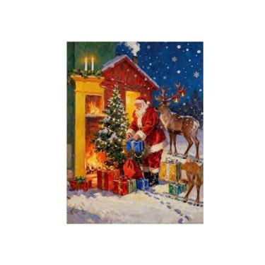 Imagem de Natal Pintura arte parede em tela-Homem pela lareira-Imagem decoração moderna-Impressões Sala de Estar 60x80cm Sem Moldura
