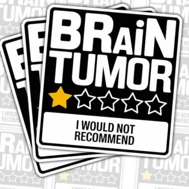 Imagem de Adesivo de sobrevivente de tumor cerebral (3 peças) - Decalque de vinil engraçado humor negro I Would Not recommend 1 Star Review Design para laptop, garrafa de água, presente de conscientização do