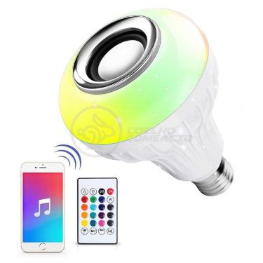Imagem de Lâmpada Led 12w E27 Rgb Colorida Com Caixa De Som Bluetooth E Controle Remoto
