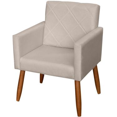 Imagem de Poltrona Decorativa Para Sala Recepção Beatriz Suede Cores Pé Palito Castanho