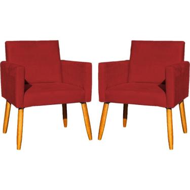 Imagem de Kit 2 Poltronas Decorativa Para Sala Nina Suede Cores Pé Palito 30cm Castanho - Suede