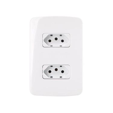 Imagem de Tomada Dupla Margirius B3 2p+t 10a Com Placa 4x2 Branca