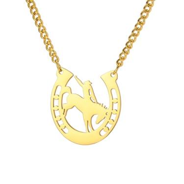 Imagem de PDOUSELF Colar de ferradura de aço inoxidável, pingente de ferradura estilo caubói ocidental para mulheres e homens, 20, Aço inoxidável, Sem Pedra Preciosa