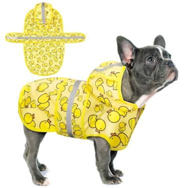 Imagem de Paiaite Capa de chuva para cães: Poncho com capuz, jaqueta impermeável durável com listras refletivas para segurança, ajuste ajustável com orifício de coleira conveniente, perfeito para cães pequenos