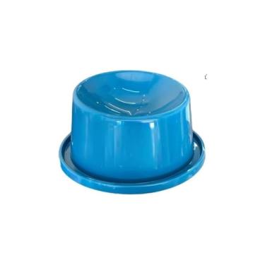 Imagem de Comedouro Anti Formiga para Gatos, Plástico Azul, 200ml, Altura 4,5cm x Largura 15cm, Alimentador Ergonômico, para Gatos Filhotes, Adultos e Sênior