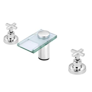 Imagem de Torneira Misturador Lavatório Banheiro Bica Vidro 1/4 Volta - Modelar