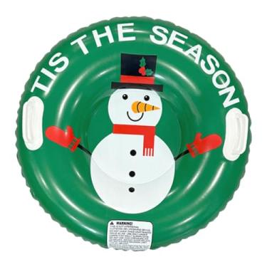 Imagem de UGPLM Boia inflável para trenó na neve com alças, acessório de inflação rápida para esportes de inverno, versátil e anti-capotamento, diâmetro de 83 cm, Boneco de Neve