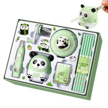 Imagem de Lindo conjunto de papelaria – kit de papelaria infantil apontador de lápis animal – lápis de borracha elétrica, material escolar para meninos e meninas, lembrancinhas de festa de jardim de infância