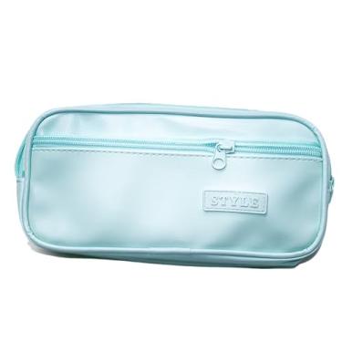 Imagem de Estojo Escolar VMP em PVC Verde Claro – Compartimento Duplo com Ziper Reforçado para Canetas, Lápis e Acessórios Escolares.