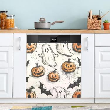 Imagem de ATTX Linda capa de ímã para lava-louças, elemento de Halloween, 58,4 cm C x 66 cm A, decoração da capa da máquina de lavar louça, decalques de armário doméstico e eletrodomésticos adesivos #114