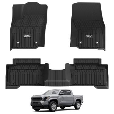 Imagem de 3W Tapetes para Toyota Tacoma 2024 2025 2026 cabine dupla (não serve para híbrido e XtraCab), forro de piso TPE para todos os climas para Tacoma TRD/SR/SR5/forro de carro limitado (transmissão