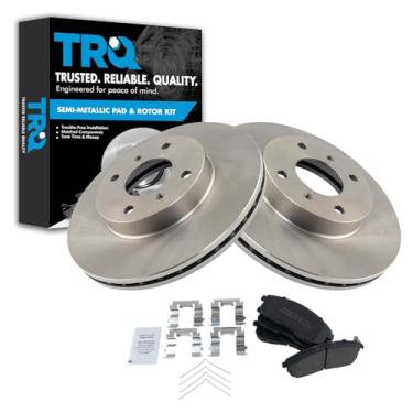 Imagem de TRQ Kit de conjunto de pastilhas de freio dianteiro e rotores par 4 terminais compatíveis com Sentra Altima