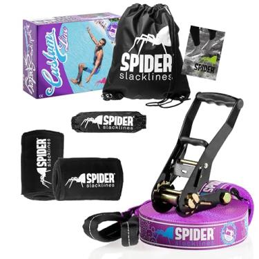 Imagem de Spider Slackline s - Kit Slackline personalizado para slackliners experientes ou aqueles novos no equilíbrio - Conjunto completo de comprimento de correia de 15 m com 1 x Ricket
