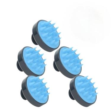 Imagem de Escova Massageadora de Silicone para Couro Cabeludo, Anti Caspa e Queda, Estimula a Circulação, Limpeza Profunda e Relaxante, Compacta, Ideal para Todos os Tipos de Cabelo e Pets(5 Unidades Azul)