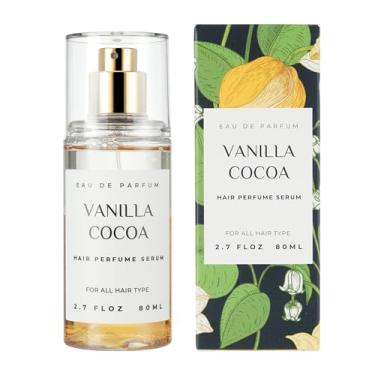 Imagem de Perfume de cabelo feminino, névoa leve de longa duração para o verão - soro hidratante 3:7 fórmula sem álcool, spray de cabelo perfumado de óleo de argan com queratina e elastina (cacau de baunilha