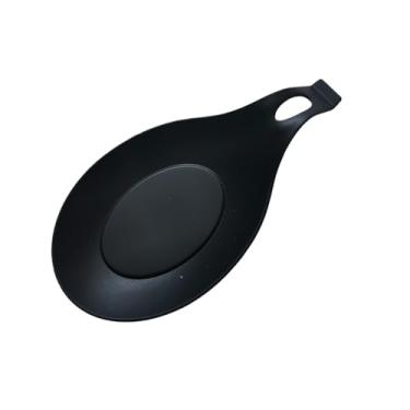 Imagem de Suporte de colher de silicone de cozinha preto resistente ao calor para bancada de fogão e utensílios de cozinha