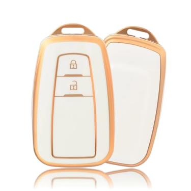 Imagem de Capa protetora para chave de carro com 2/3 botões compatível com Toyota Prius Camry Corolla CHR C-HR RAV4 Land Cruiser Prado Hilux Capa protetora para chaveiro (acessório de reposição, não OEM)