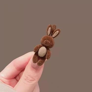 Imagem de Grampo de cabelo de desenho animado flocagem de coelho grampo de bico de pato acessórios de cabelo estilo doce grampo de cabelo lateral