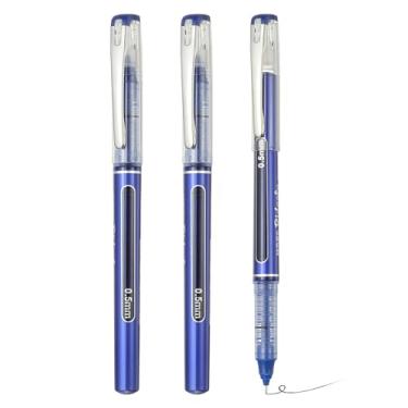 Imagem de PATIKIL Caneta esferográfica de tinta líquida azul, 3 peças de grande capacidade de secagem rápida de 0,5 mm canetas de ponta fina, para escritório, arte, artesanato, scrapbooks, escrita, desenho de
