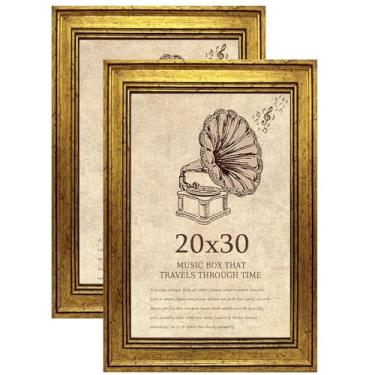 Imagem de TKYGU Porta-retrato 50 x 76 cm com conjunto de 2 vidros de verdade, molduras vintage - molduras de estilo antigo para parede - Moldura ornamentada para escritório ou decoração de casa em ouro rústico