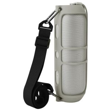 Imagem de TXEsign Capa de silicone para alto-falante portátil Beats Pill (versão 2024), estojo de transporte de viagem, capa de silicone de substituição para alto-falante com alça de ombro (apenas capa) (cinza)