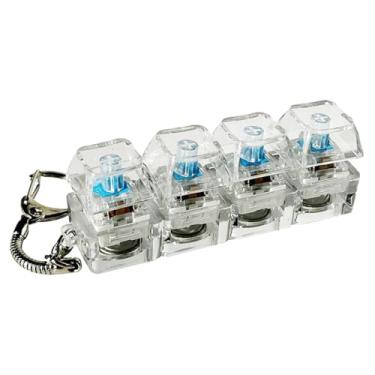 Imagem de simhoa Mini chaveiro com teclado, brinquedo de dedo que faz cliques, teclado mecânico com botão de descompressão, Transparente