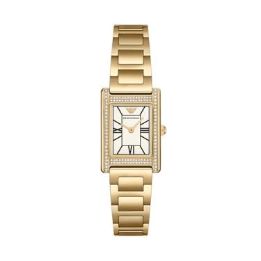 Imagem de Emporio Armani Relógio feminino de aço inoxidável dourado com dois ponteiros (modelo: AR11659), Dourado