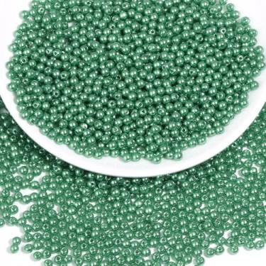 Imagem de Chuyau 2500 peças de pérolas verdes de Natal de 4 mm com furo redondo para artesanato contas falsas de pérolas soltas para mulheres, joias, pulseiras, colares, brincos, chaveiros, acessórios, faça