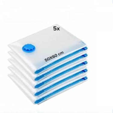 Imagem de Kit 10 Sacos a Vácuo Organizadores com Bomba Manual ou Elétrica para Roupas, Mala de Viagem e Guarda-Roupa(5 Sacos)