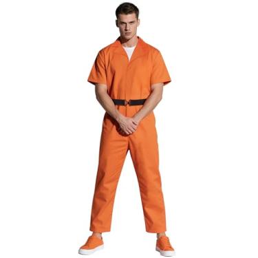 Imagem de L'VOW Orange Prison Costume Adult Prisoner Jumpsuit Halloween Inmate Outfit Jail Uniform for Men(XL)