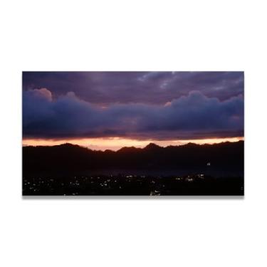 Imagem de LKXGRRSFG Impressão em tela brilhante no meio, foto real, cidade, mar, neve, vale, rio, nascer do sol, nascer do sol, para decoração de casa, 69,8 x 126 cm, sem moldura